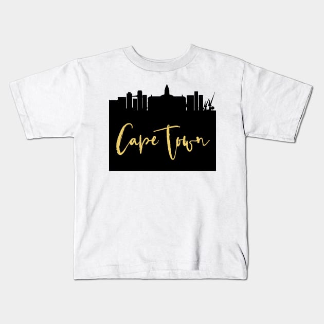 CAPE TOWN SOUTH AFRICA DESIGNER SILHOUETTE SKYLINE ART Kids T-Shirt by deificusArt